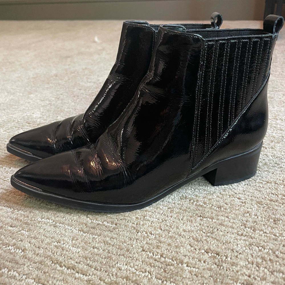 Marc Fisher Black Patent Chelsea Boots
